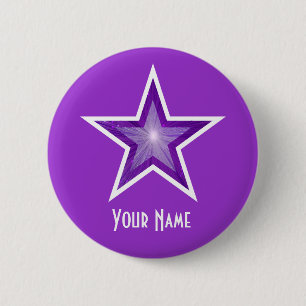 Badge Rond 5 Cm Bouton Purple Star 'Your Name' violet