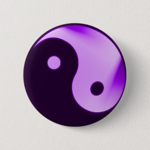 Badge Rond 5 Cm Bouton Purple Yin yang