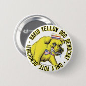 Badge Rond 5 Cm Bouton rabique de Démocrate de chien jaune (Devant & derrière)