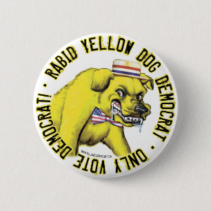 Badge Rond 5 Cm Bouton rabique de Démocrate de chien jaune