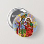 Badge Rond 5 Cm Bouton Radha Krishna (Devant & derrière)
