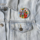 Badge Rond 5 Cm Bouton Radha Krishna (En situation)