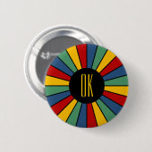 Badge Rond 5 Cm BOUTON RAYS I + votre photo, texte, monogramme (Devant & derrière)