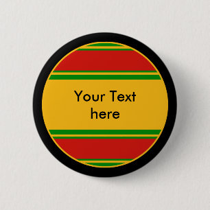 Badge Rond 5 Cm Bouton rayures sportives RASTAFARI + votre texte