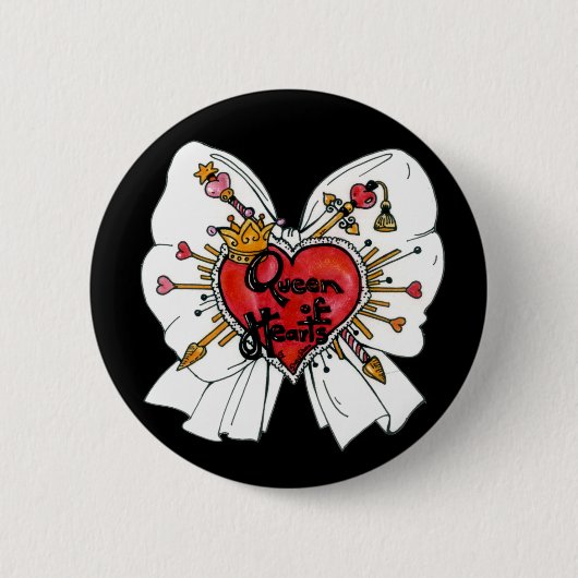 Badge Rond 5 Cm Bouton Reine des Coeurs (Devant)