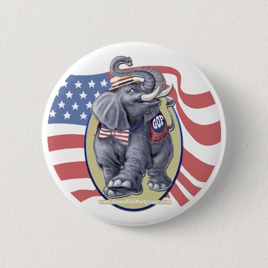 Badge Rond 5 Cm Bouton républicain d'éléphant (Devant)