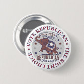 Badge Rond 5 Cm Bouton républicain d'éléphant de vote (Devant & derrière)