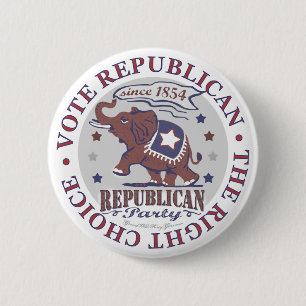 Badge Rond 5 Cm Bouton républicain d'éléphant de vote