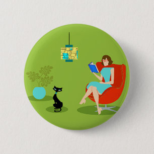 Badge Rond 5 Cm Bouton Retro Lecture femme