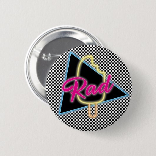Badge Rond 5 Cm Bouton Retro Neon Rad Popsicle (Devant & derrière)