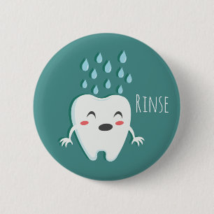 Badge Rond 5 Cm Bouton Rinçage Dents Dentiste