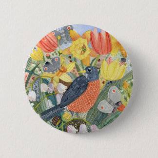 Badge Rond 5 Cm Bouton Robin