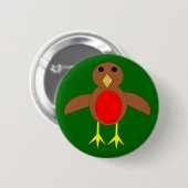 Badge Rond 5 Cm Bouton Robin de Noël (Devant & derrière)