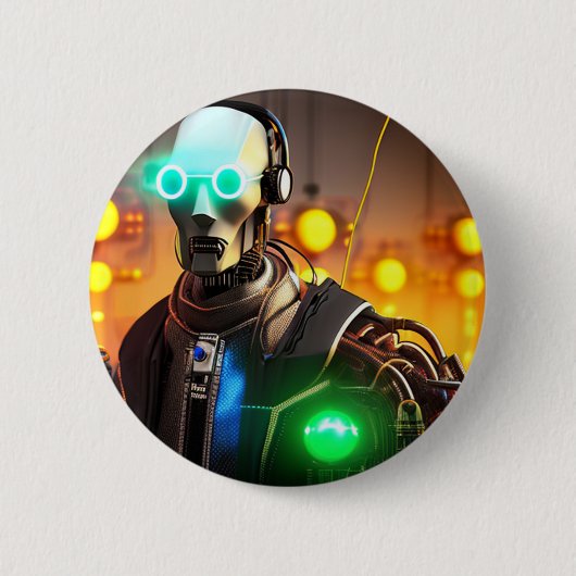 Badge Rond 5 Cm Bouton Robot 2 (Devant)