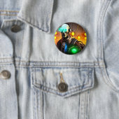 Badge Rond 5 Cm Bouton Robot 2 (En situation)