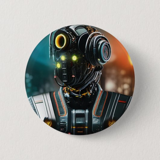 Badge Rond 5 Cm Bouton Robot 3 (Devant)