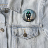 Badge Rond 5 Cm Bouton Robot 4 (En situation)