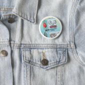 Badge Rond 5 Cm Bouton Robot rétro (En situation)