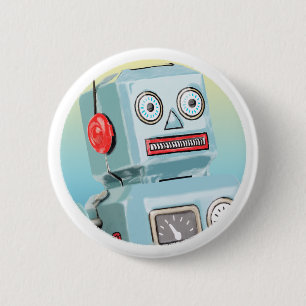 Badge Rond 5 Cm Bouton Robot rétro