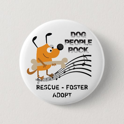 Badge Rond 5 Cm Bouton Rocher Chien People (Devant)