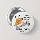 Badge Rond 5 Cm Bouton Rocher Chien People (Devant & derrière)