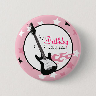 BADGE ROND 5 CM BOUTON ROCK STAR ROK ANNIVERSAIRE - PERSONNALISÉ !