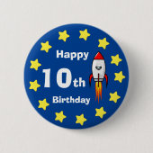 Badge Rond 5 Cm Bouton - Rocketship 10e anniversaire (Devant)