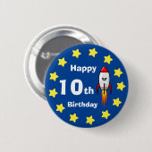 Badge Rond 5 Cm Bouton - Rocketship 10e anniversaire (Devant & derrière)