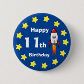 Badge Rond 5 Cm Bouton - Rocketship 11e anniversaire (Devant)