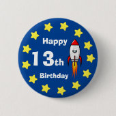Badge Rond 5 Cm Bouton - Rocketship 13e anniversaire (Devant)