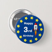 Badge Rond 5 Cm Bouton - Rocketship 3e anniversaire (Devant & derrière)