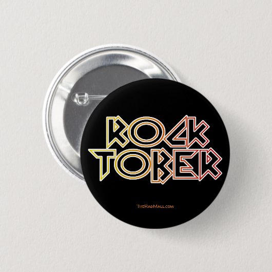 Badge Rond 5 Cm Bouton "Rocktober" du centre commercial Rad (Devant & derrière)
