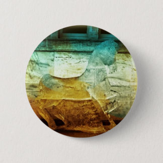 Badge Rond 5 Cm Bouton rond 3 chevaux orange/turquoise 2008