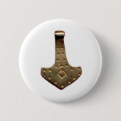 Badge Rond 5 Cm Bouton rond blanc marteau Gold Thor (Devant)
