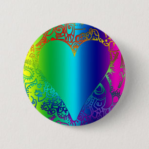 Badge Rond 5 Cm Bouton rond Coeur de style ethnique