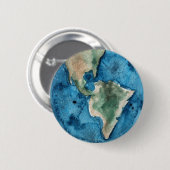 Badge Rond 5 Cm Bouton rond d'aquarelle de planète de la terre (Devant & derrière)