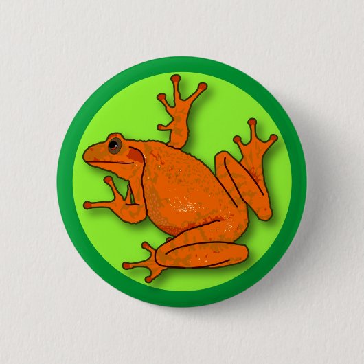Badge Rond 5 Cm Bouton rond de grenouille orange (Devant)