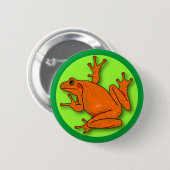 Badge Rond 5 Cm Bouton rond de grenouille orange (Devant & derrière)