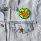 Badge Rond 5 Cm Bouton rond de grenouille orange (En situation)