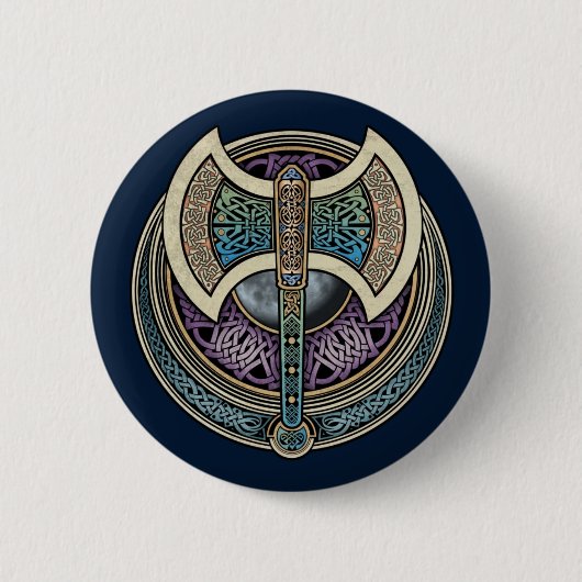 Badge Rond 5 Cm Bouton rond de Knotwork Labrys (Devant)
