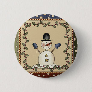Badge Rond 5 Cm Bouton rond de Noël de bonhomme de neige drôle