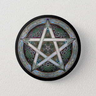 Badge Rond 5 Cm Bouton rond de pentagramme argenté