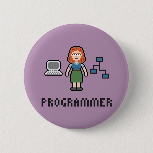 Badge Rond 5 Cm Bouton rond de programmeur femelle de pixel (Devant)