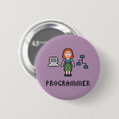 Badge Rond 5 Cm Bouton rond de programmeur femelle de pixel (Devant & derrière)