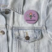 Badge Rond 5 Cm Bouton rond de programmeur femelle de pixel (En situation)