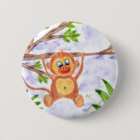 Badge Rond 5 Cm Bouton rond de singe Jungle (Devant)
