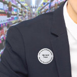 Badge Rond 5 Cm Bouton rond design noir et blanc de marque commerc<br><div class="desc">Bouton de forme ronde que vous pouvez customiser pour mettre votre nom d'entreprise et logo. Vous pouvez utiliser ce bouton comme accessoire uniforme de votre personnel. Vous pouvez également l'utiliser comme accessoire d'emballage. Vous pouvez également l'inclure dans vos documents de marketing pour faire de la publicité pour votre entreprise ou...</div>