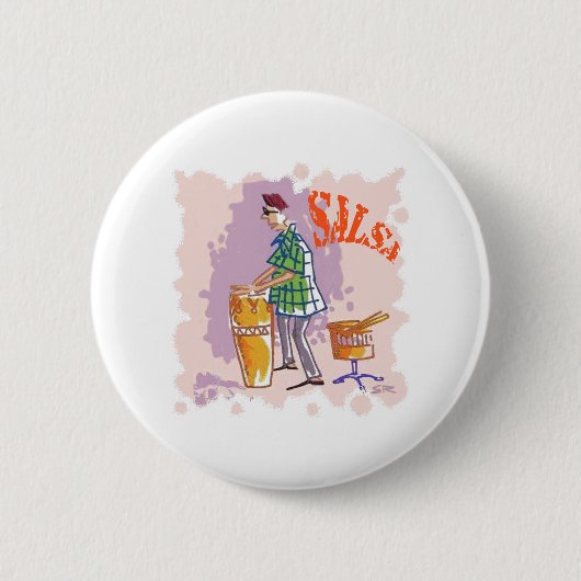 Badge Rond 5 Cm Bouton rond Drummer de Salsa (Devant)