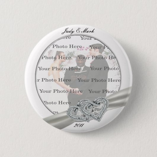 Badge Rond 5 Cm Bouton rond Mariage blanc Coeurs (Devant)