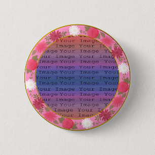 Badge Rond 5 Cm Bouton rond personnalisé Fleurs roses